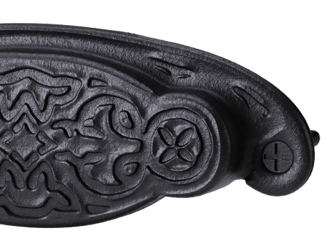 Black Floral Cabinet Drawer Cup Bin Pull Wrought Iron 3D Model