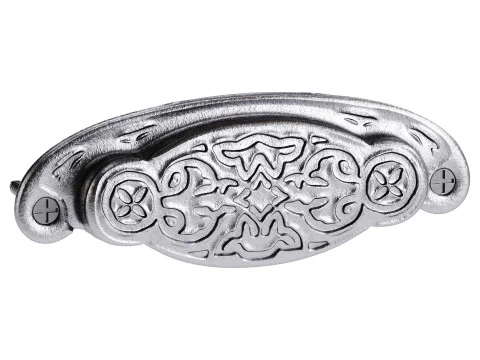 Black Floral Cabinet Drawer Cup Bin Pull Wrought Iron 3D Model