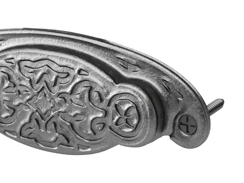 Black Floral Cabinet Drawer Cup Bin Pull Wrought Iron 3D-Modell