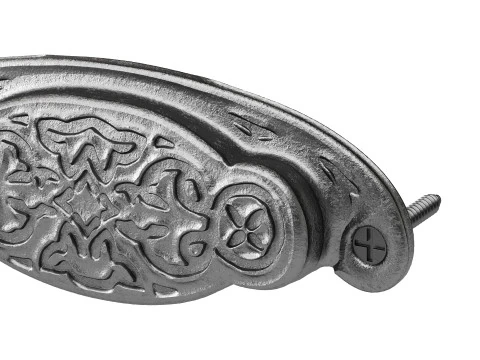 Black Floral Cabinet Drawer Cup Bin Pull Wrought Iron 3D Model
