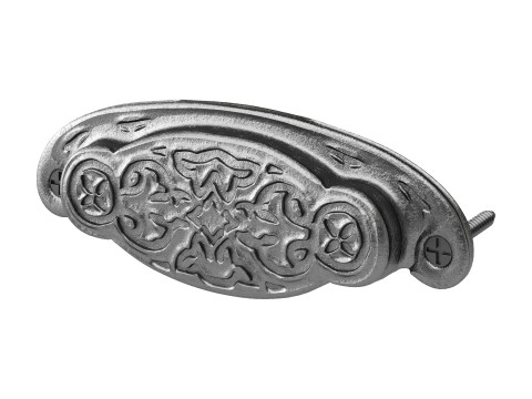 Black Floral Cabinet Drawer Cup Bin Pull Wrought Iron 3D-Modell