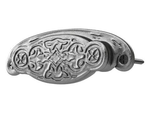 Black Floral Cabinet Drawer Cup Bin Pull Wrought Iron 3D Model