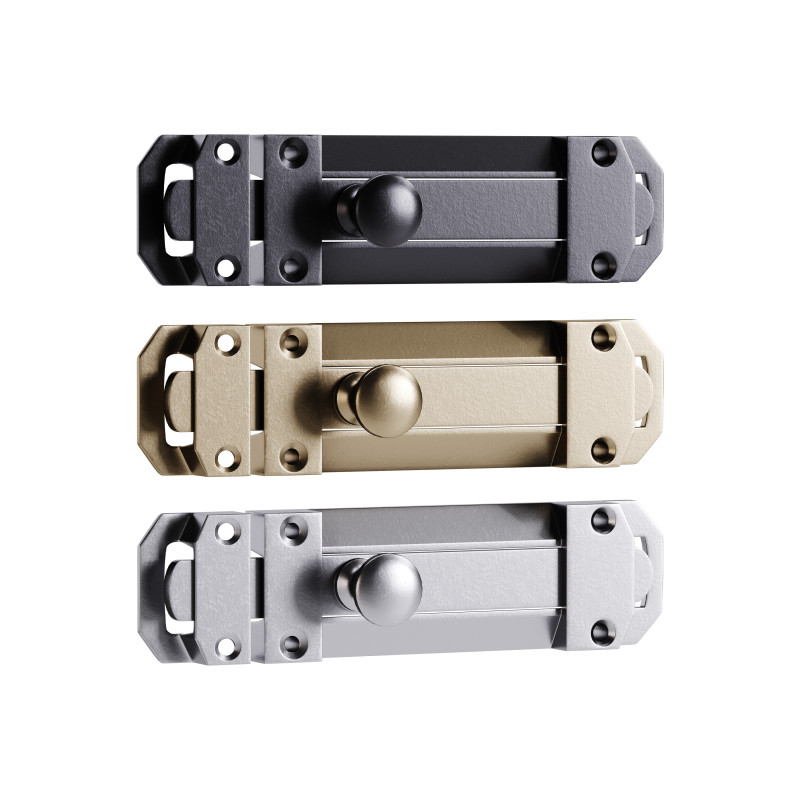 Brass Slide Bolt Door Latch Model 3D .c4d .max .obj .3ds .fbx .stl .blend 