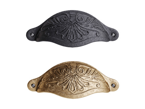 Cabinet or Drawer Bin Pull Black Iron Cup 3Dモデル