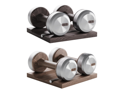 COLMIA Dumbbells Pair With Wooden Stand Modelo 3D