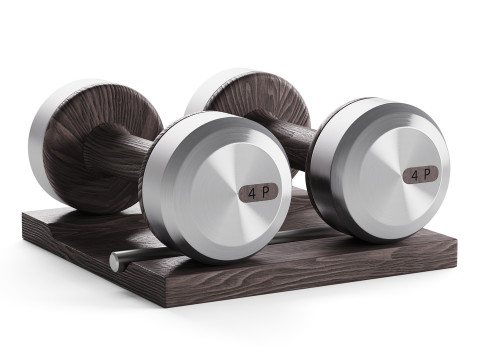 COLMIA Dumbbells Pair With Wooden Stand 3D Model