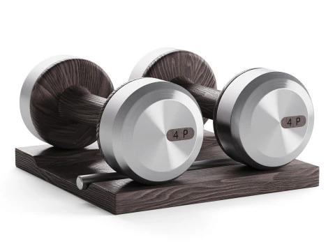 COLMIA Dumbbells Pair With Wooden Stand 3D Model