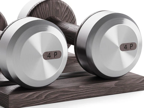 COLMIA Dumbbells Pair With Wooden Stand 3D Model