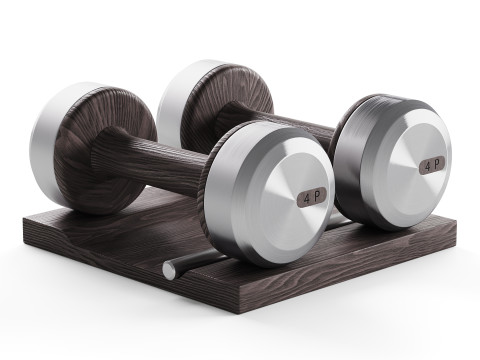 COLMIA Dumbbells Pair With Wooden Stand 3D Model