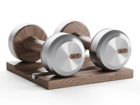 COLMIA Dumbbells Pair With Wooden Stand 3D Model