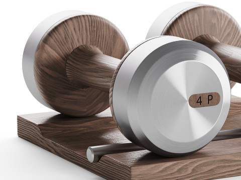 COLMIA Dumbbells Pair With Wooden Stand 3D Model