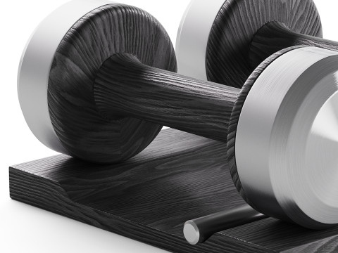 COLMIA Dumbbells Pair With Wooden Stand 3D Model
