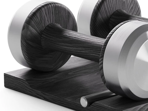 COLMIA Dumbbells Pair With Wooden Stand 3D Model