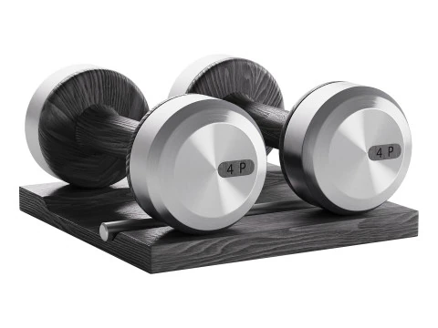 COLMIA Dumbbells Pair With Wooden Stand 3D Model