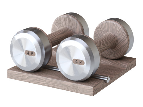 COLMIA Dumbbells Pair With Wooden Stand 3D Model
