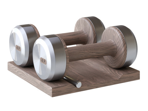 COLMIA Dumbbells Pair With Wooden Stand 3D Model