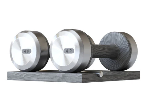 COLMIA Dumbbells Pair With Wooden Stand 3D Model