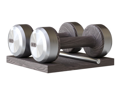 COLMIA Dumbbells Pair With Wooden Stand 3D Model