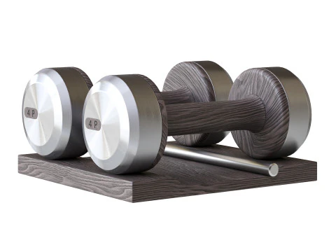 COLMIA Dumbbells Pair With Wooden Stand 3D Model