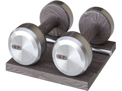 COLMIA Dumbbells Pair With Wooden Stand 3D Model