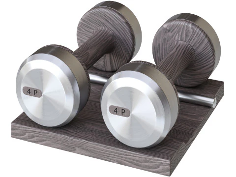 COLMIA Dumbbells Pair With Wooden Stand 3D Model