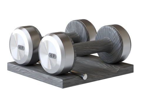 COLMIA Dumbbells Pair With Wooden Stand 3D Model