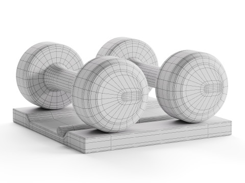 COLMIA Dumbbells Pair With Wooden Stand 3D Model