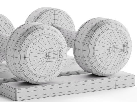 COLMIA Dumbbells Pair With Wooden Stand 3D Model