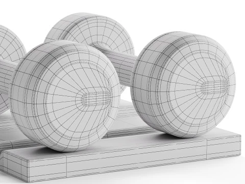 COLMIA Dumbbells Pair With Wooden Stand 3D Model