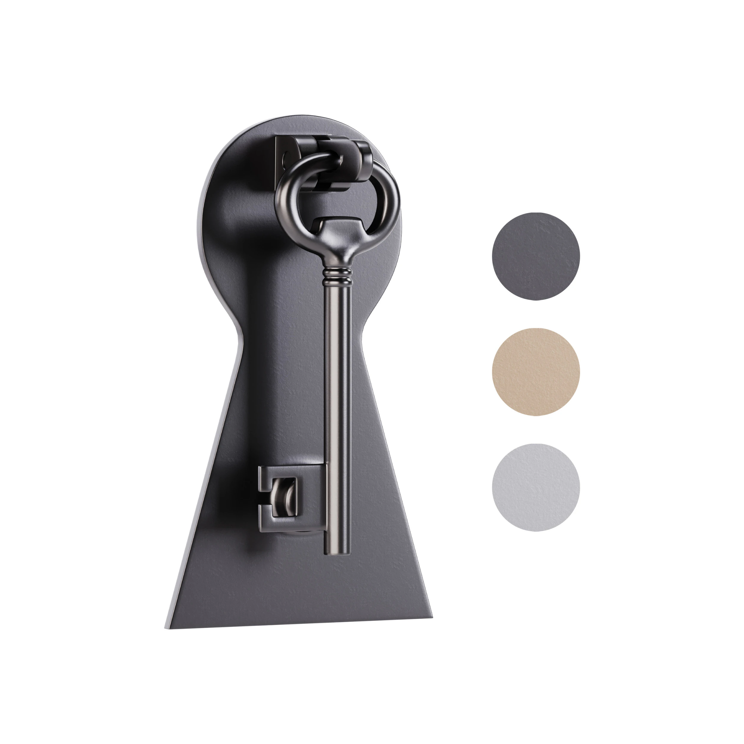 Door Knocker Black Cast Iron Key 3D Model .c4d .max .obj .3ds .fbx .stl .blend 