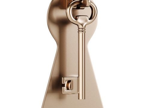 Door Knocker Black Cast Iron Key 3D Model
