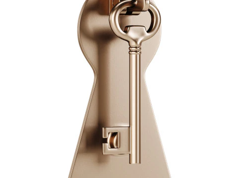 Door Knocker Black Cast Iron Key 3D Model