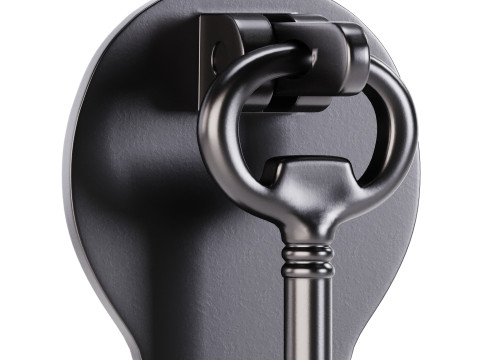 Door Knocker Black Cast Iron Key 3D Model