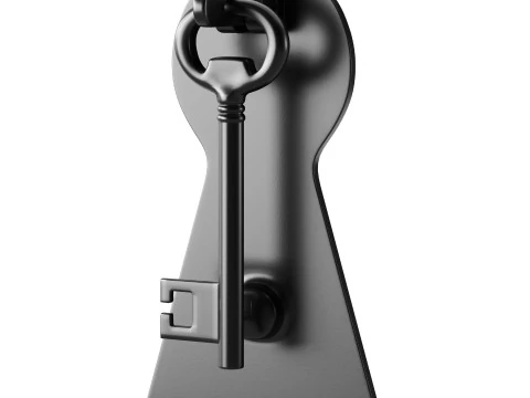 Door Knocker Black Cast Iron Key 3D Model