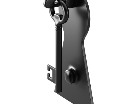 Door Knocker Black Cast Iron Key 3D Model