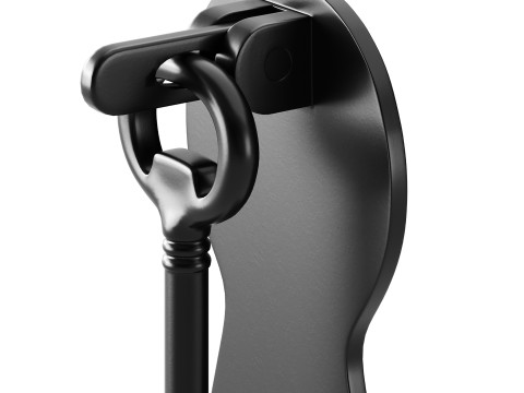 Door Knocker Black Cast Iron Key 3D Model