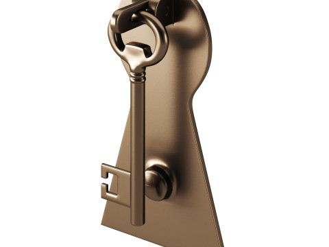 Door Knocker Black Cast Iron Key 3D Model