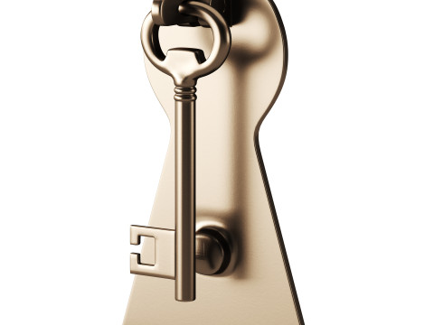 Door Knocker Black Cast Iron Key 3D Model