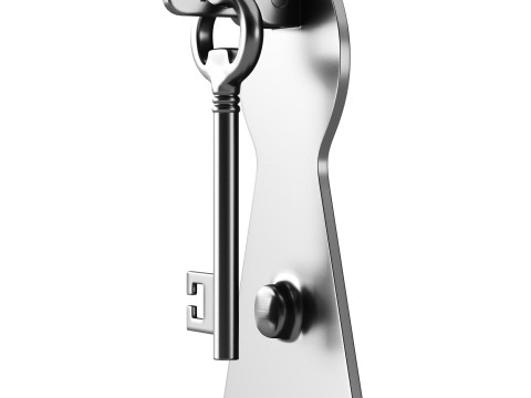 Door Knocker Black Cast Iron Key 3D Model