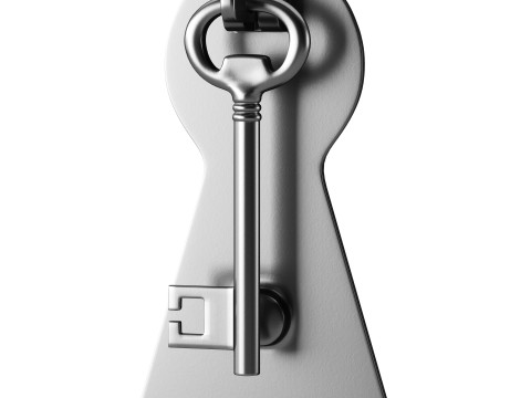 Door Knocker Black Cast Iron Key 3D Model