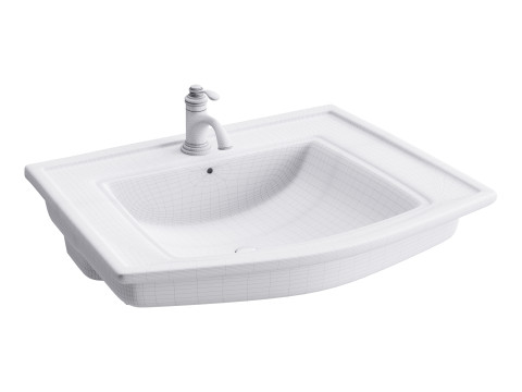 Florence Wall Mount Bathroom Vessel Sink 3D मॉडल