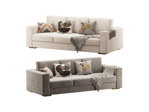 Мебельный порт 3-местный белый деревянный диван 3D Модель