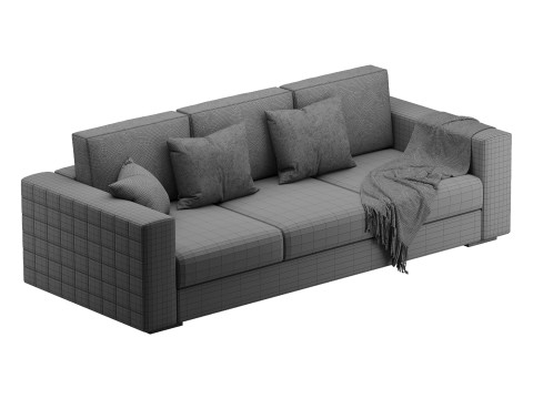 Furniture Port 3 Seater Off White Wooden Sofa 3D Model