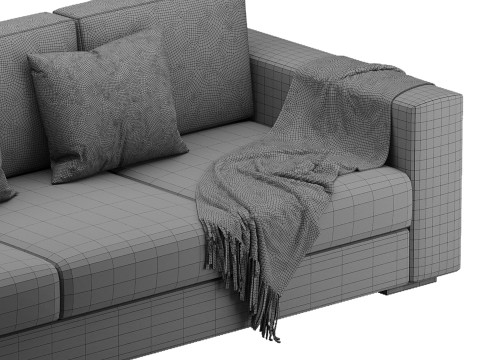 Furniture Port 3 Seater Off White Wooden Sofa 3D Model