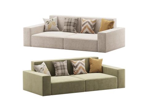 रहने की जगह में ग्रे रंग के सोफ़ा काउच का उपयोग करें 3D मॉडल