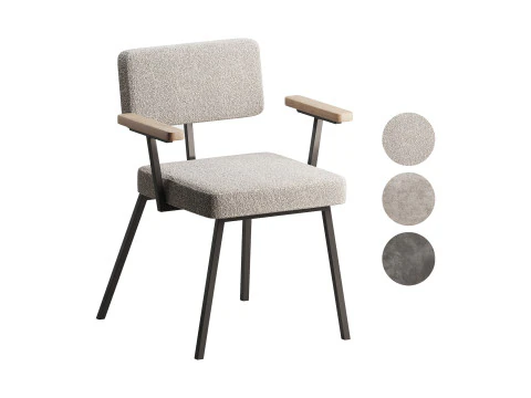 KRAB z podłokietnikami z litego drewna Model 3D