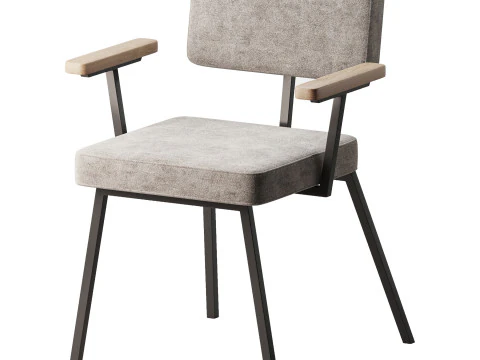 KRAB con braccioli in legno massello Modello 3D