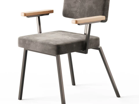 KRAB con braccioli in legno massello Modello 3D