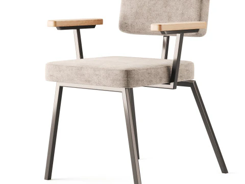 KRAB con braccioli in legno massello Modello 3D