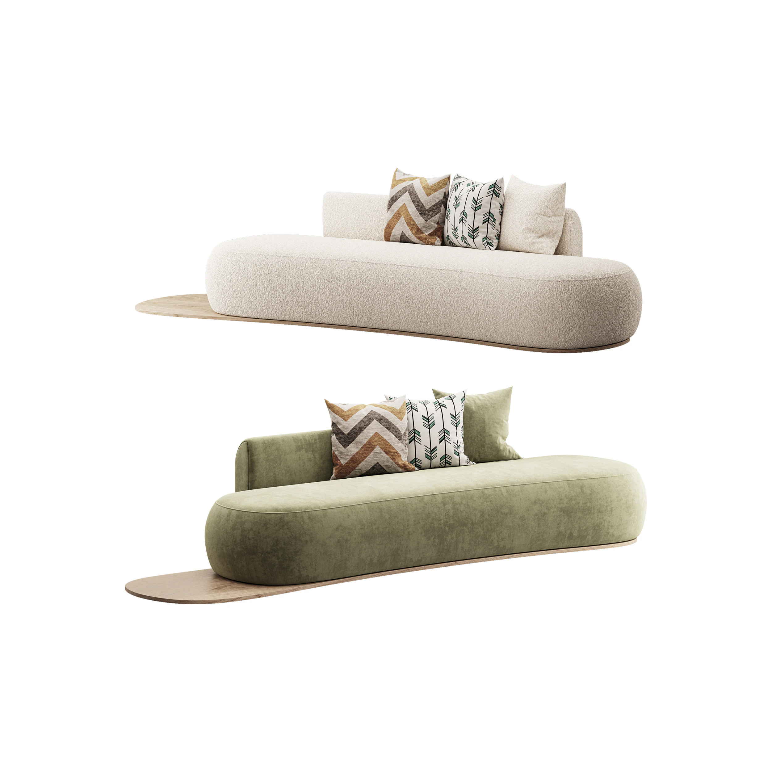 Niz Boucle Green Organic Sofa 3D Model .c4d .max .obj .3ds .fbx .stl .blend 